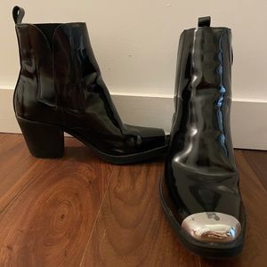 ASOS black patent leather boots size 8,5